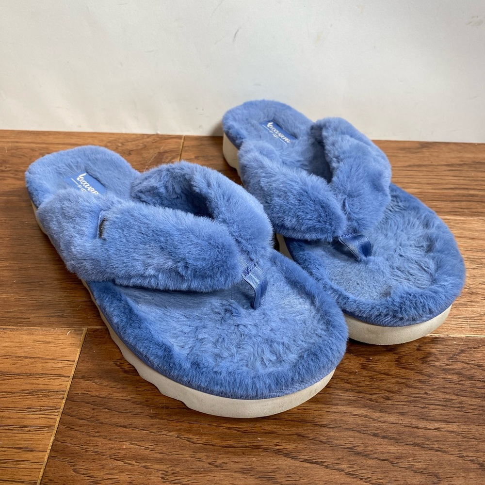 Koolaburra by Ugg sz 10 fluffy platform thong flip flop summer slipper pre owned